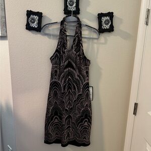 Macy's Black and Pink Patterned Dress